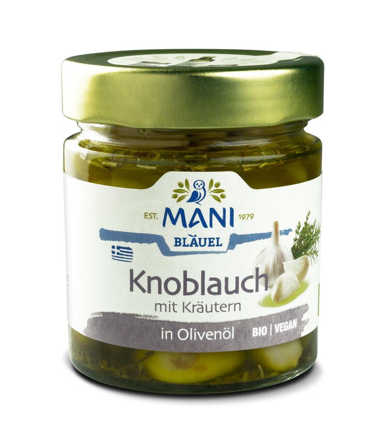 Mani Knoblauch in Olivenöl mit Kräutern 185g