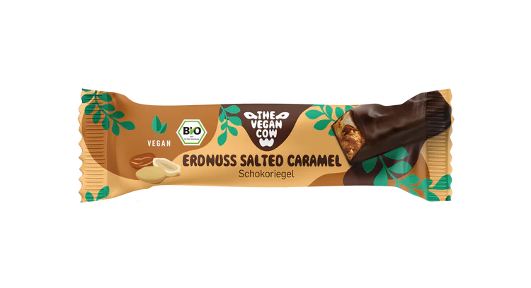 The Vegan Cow Schokoriegel Erdnuss Salted Caramel 40g