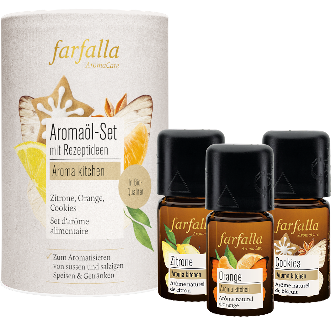 Farfalla Aromaöl-Set Zitrone, Orange, Cookies 3x5ml